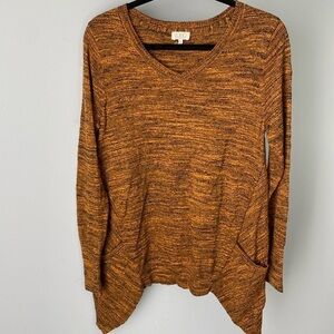 LOGO by Lori Goldstein Melange Cotton Cashmere Sweater Size S